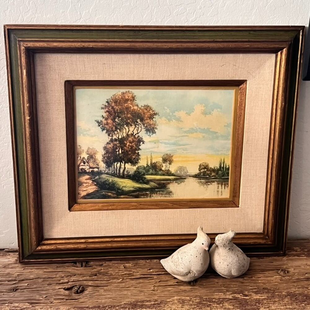 Vintage Collectable Landscape Lithograph Print Framed 19x17" By L Benard - Picture 13 of 16